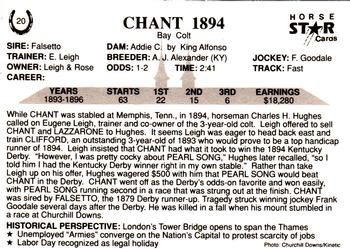 1991 Horse Star Kentucky Derby #20 Chant Back